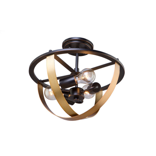 Capri Three Light Semi Flush Mount Dark Bronze & Satin Brass