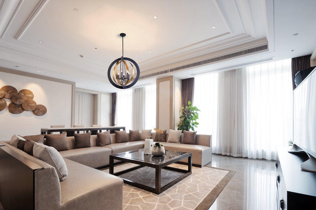 Artcraft - AC11236 - Six Light Chandelier - Capri - Dark Bronze & Satin Brass