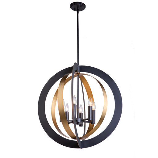 Capri Six Light Chandelier Dark Bronze & Satin Brass