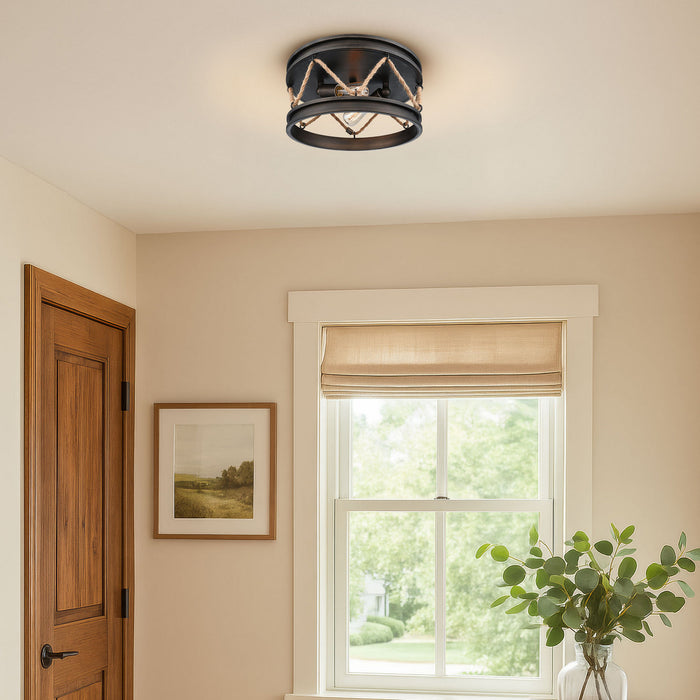Golden - 1048-FM GMT - Two Light Flush Mount - Chatham - Gunmetal Bronze