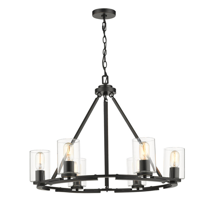 Golden - 7041-6 BLK-CLR - Six Light Chandelier - Monroe - Matte Black
