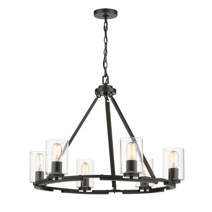 Golden - 7041-6 BLK-CLR - Six Light Chandelier - Monroe - Matte Black