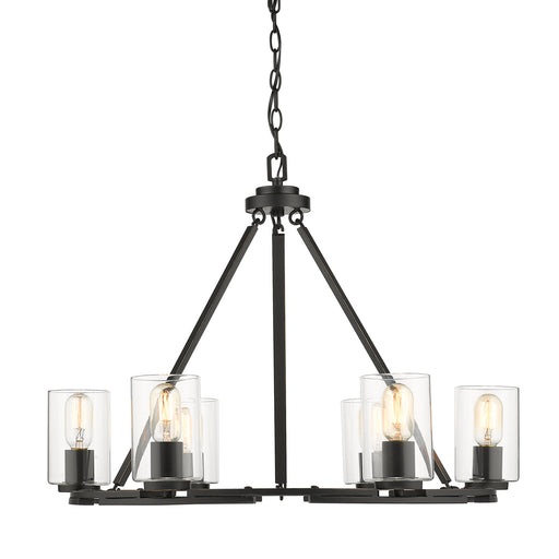 Golden - 7041-6 BLK-CLR - Six Light Chandelier - Monroe - Matte Black