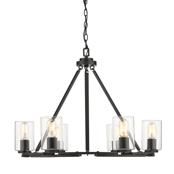 Golden - 7041-6 BLK-CLR - Six Light Chandelier - Monroe - Matte Black