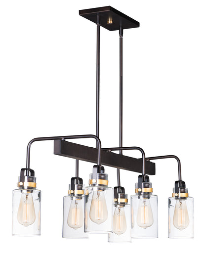 Magnolia Six Light Linear Pendant Bronze / Gold