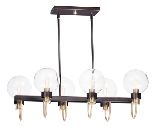 Bauhaus Six Light Linear Chandelier Bronze / Satin Brass