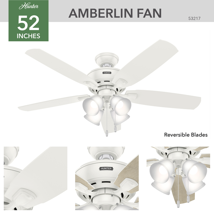 Amberlin 52" Ceiling Fan-Fans-Hunter-Lighting Design Store