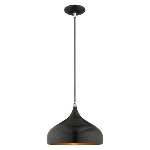 Livex Lighting - 41172-68 - One Light Mini Pendant - Amador - Shiny Black w/ Polished Chromes