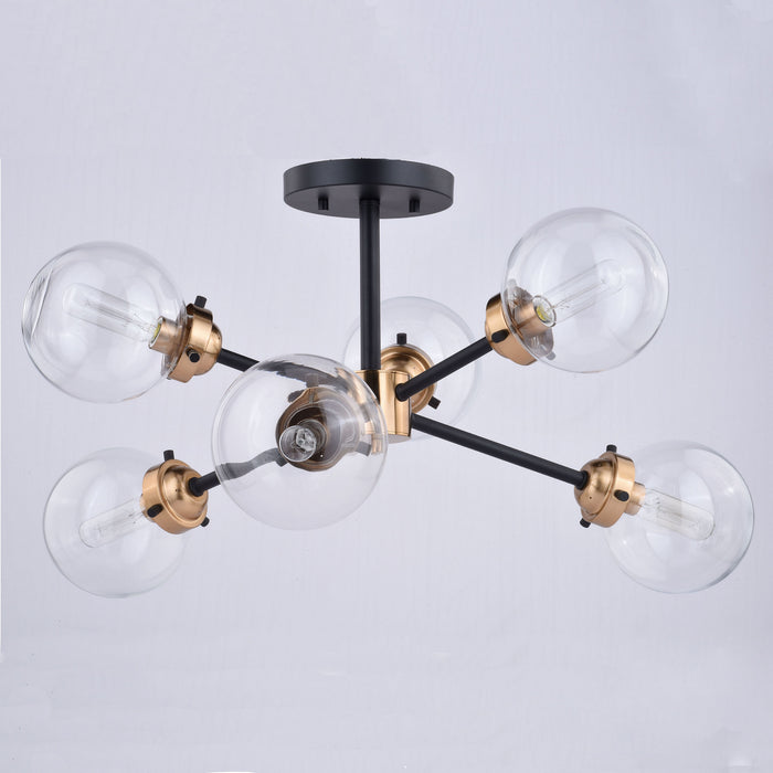 Vaxcel - C0193 - Six Light Semi Flush Mount - Orbit - Muted Brass and Oil Rubbed Bronze