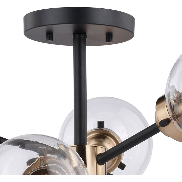 Vaxcel - C0193 - Six Light Semi Flush Mount - Orbit - Muted Brass and Oil Rubbed Bronze