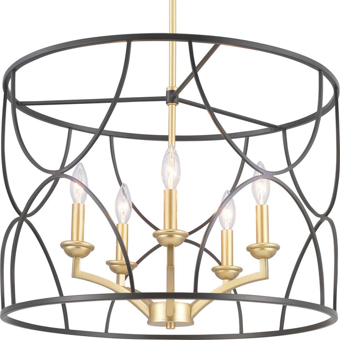 Progress Lighting - P400178-031 - Five Light Chandelier - Landree - Black