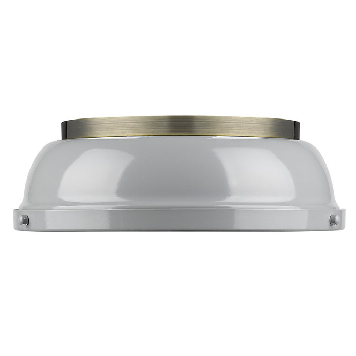 Golden - 3602-14 AB-GY - Two Light Flush Mount - Duncan - Aged Brass