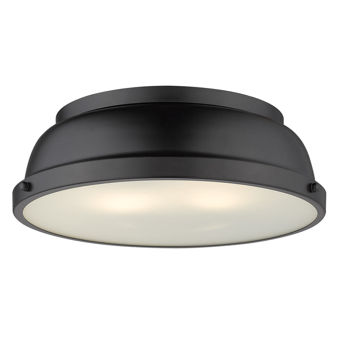 Golden - 3602-14 BLK-BLK - Two Light Flush Mount - Duncan - Matte Black