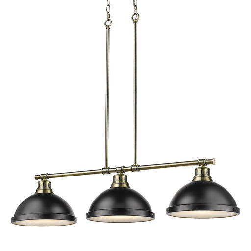 Duncan Three Light Linear Pendant Aged Brass