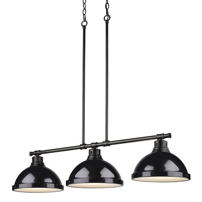 Golden - 3602-3LP BLK-BK - Three Light Linear Pendant - Duncan - Matte Black