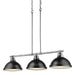 Golden - 3602-3LP CH-BLK - Three Light Linear Pendant - Duncan - Chrome