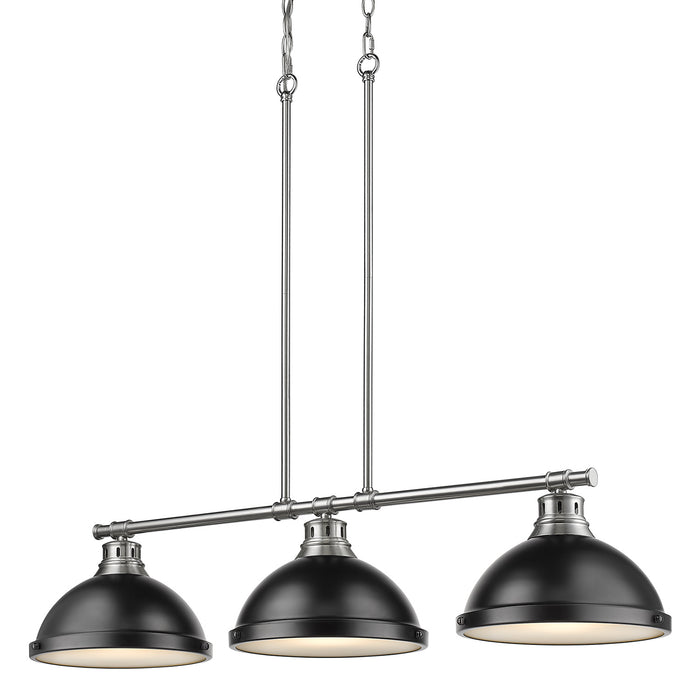Golden - 3602-3LP PW-BLK - Three Light Linear Pendant - Duncan - Pewter