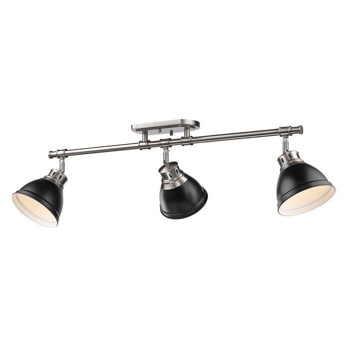 Golden - 3602-3SF PW-BLK - Three Light Semi-Flush Mount - Duncan - Pewter