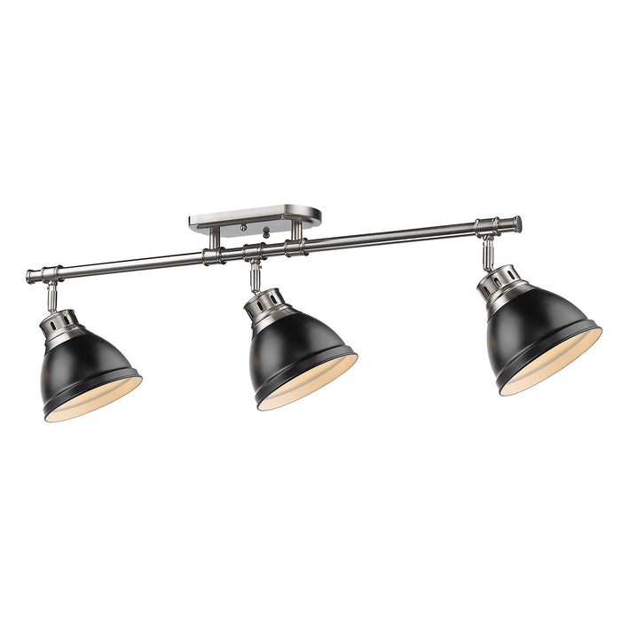 Golden - 3602-3SF PW-BLK - Three Light Semi-Flush Mount - Duncan - Pewter