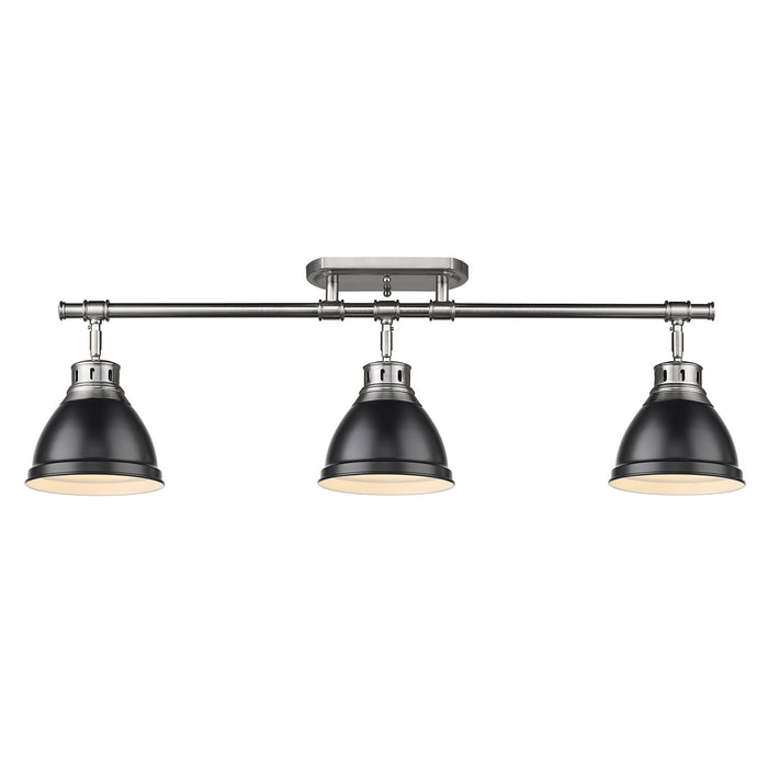 Golden - 3602-3SF PW-BLK - Three Light Semi-Flush Mount - Duncan - Pewter
