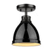 Golden - 3602-FM BLK-BK - One Light Flush Mount - Duncan - Matte Black