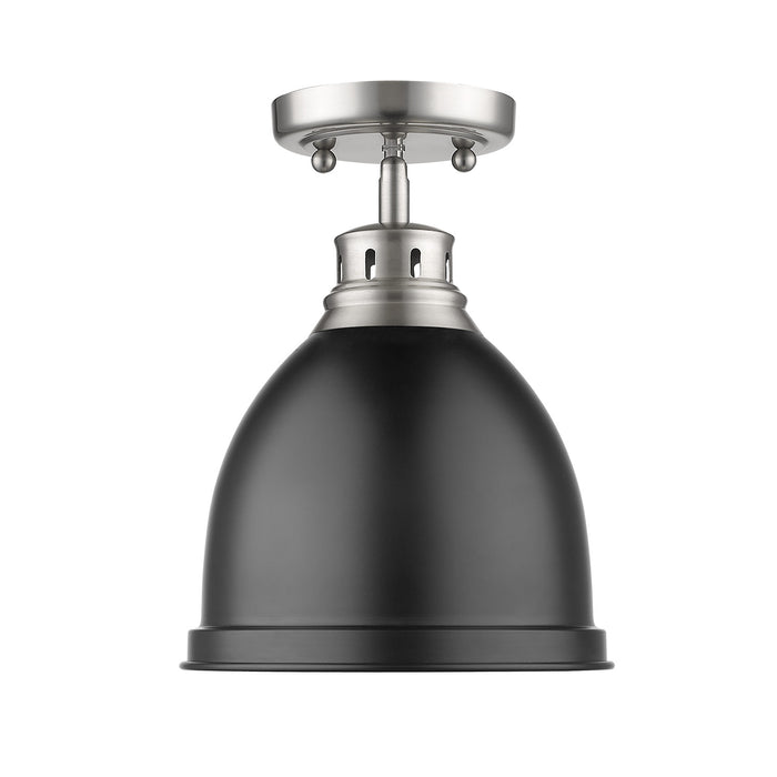 Golden - 3602-FM PW-BLK - One Light Flush Mount - Duncan - Pewter