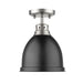 Golden - 3602-FM PW-BLK - One Light Flush Mount - Duncan - Pewter