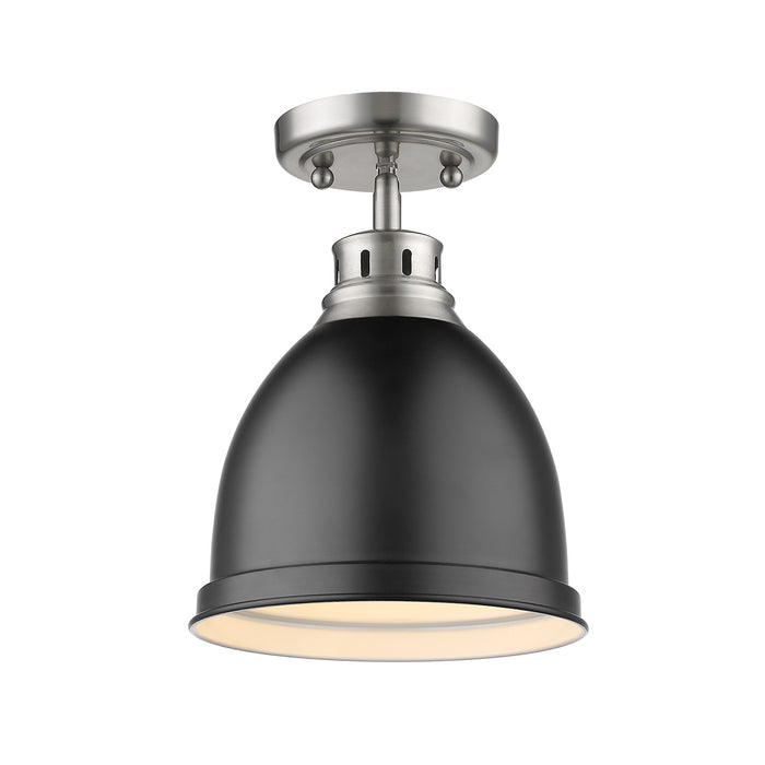 Golden - 3602-FM PW-BLK - One Light Flush Mount - Duncan - Pewter