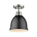 Golden - 3602-FM PW-BLK - One Light Flush Mount - Duncan - Pewter
