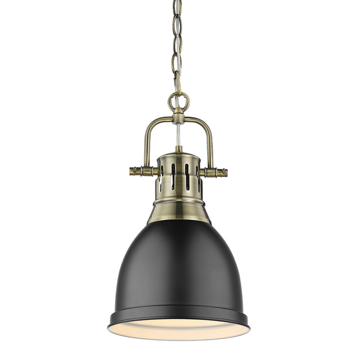 Golden - 3602-S AB-BLK - One Light Pendant - Duncan - Aged Brass