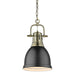 Golden - 3602-S AB-BLK - One Light Pendant - Duncan - Aged Brass