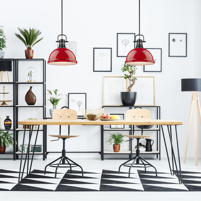 Golden - 3604-L BLK-RD - One Light Pendant - Duncan - Matte Black