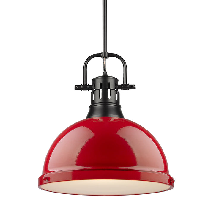 Golden - 3604-L BLK-RD - One Light Pendant - Duncan - Matte Black