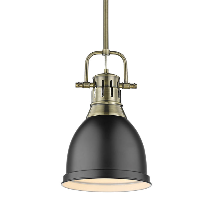 Golden - 3604-S AB-BLK - One Light Pendant - Duncan - Aged Brass