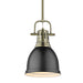 Golden - 3604-S AB-BLK - One Light Pendant - Duncan - Aged Brass