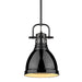 Golden - 3604-S BLK-BK - One Light Pendant - Duncan - Matte Black