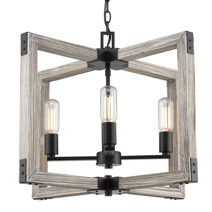 Golden - 7808-4 BLK - Four Light Chandelier - Lowell - Matte Black