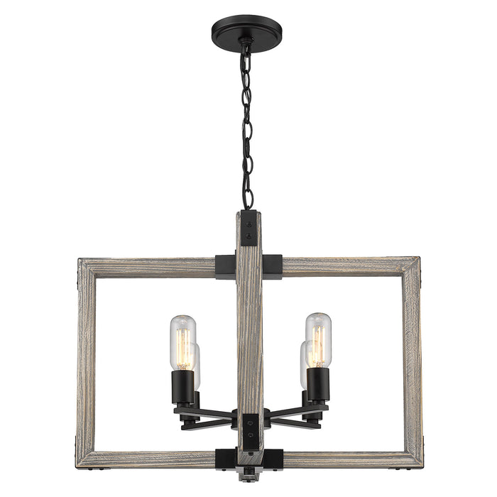 Golden - 7808-4 BLK - Four Light Chandelier - Lowell - Matte Black