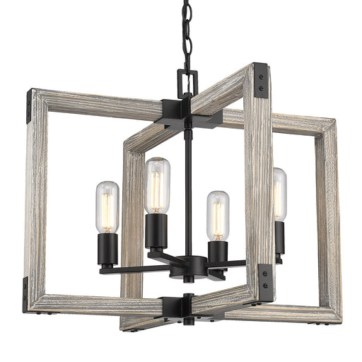 Golden - 7808-4 BLK - Four Light Chandelier - Lowell - Matte Black