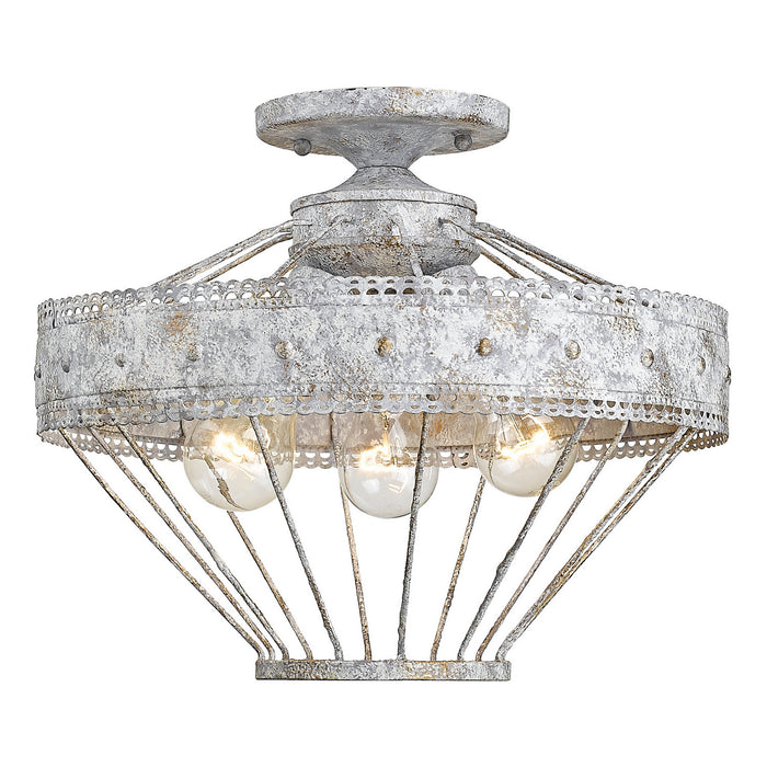 Golden - 7856-SF OY - Three Light Semi-Flush Mount - Ferris - Oyster