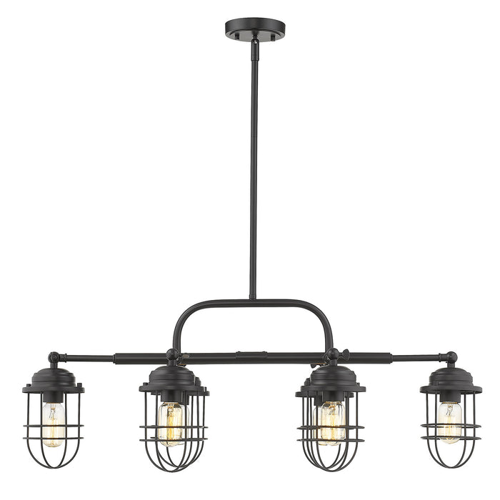 Golden - 9808-LP BLK - Six Light Linear Pendant - Seaport - Matte Black