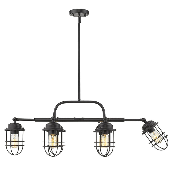 Golden - 9808-LP BLK - Six Light Linear Pendant - Seaport - Matte Black