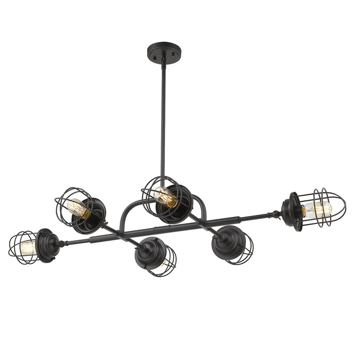 Golden - 9808-LP BLK - Six Light Linear Pendant - Seaport - Matte Black