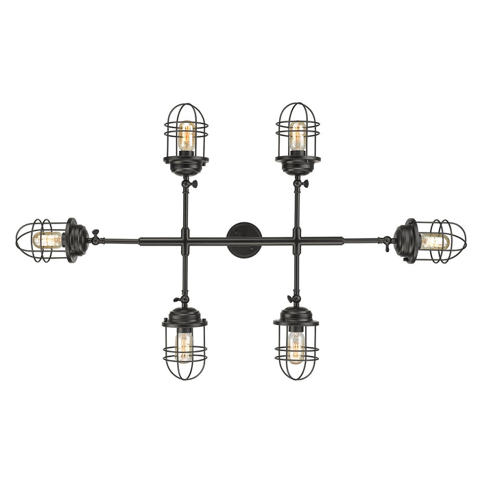 Golden - 9808-LP BLK - Six Light Linear Pendant - Seaport - Matte Black