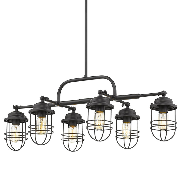 Golden - 9808-LP BLK - Six Light Linear Pendant - Seaport - Matte Black