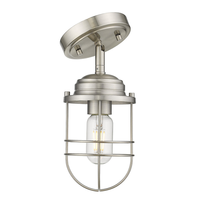 Golden - 9808-SF PW - One Light Semi-Flush Mount - Seaport - Pewter
