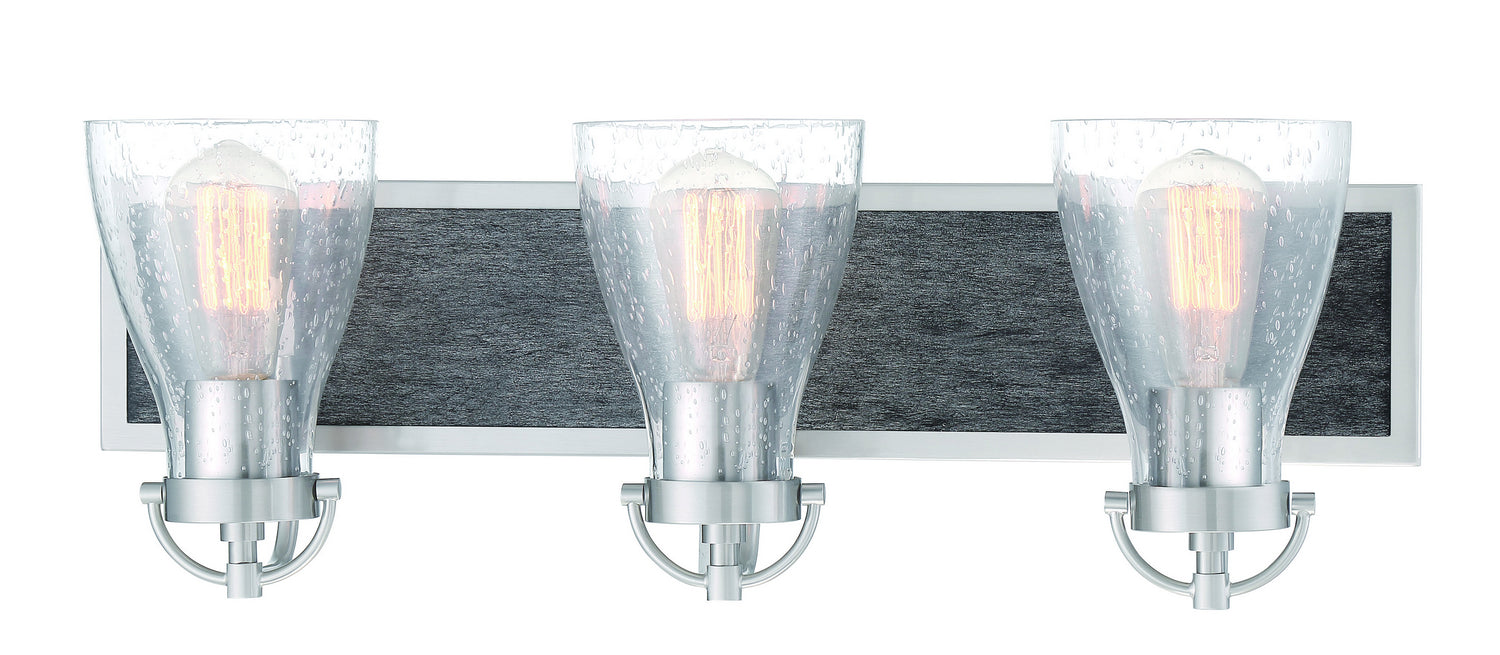 Minka-Lavery - 3343-098 - Three Light Bath - Garrison - Brush Nickel w/Shale Wood