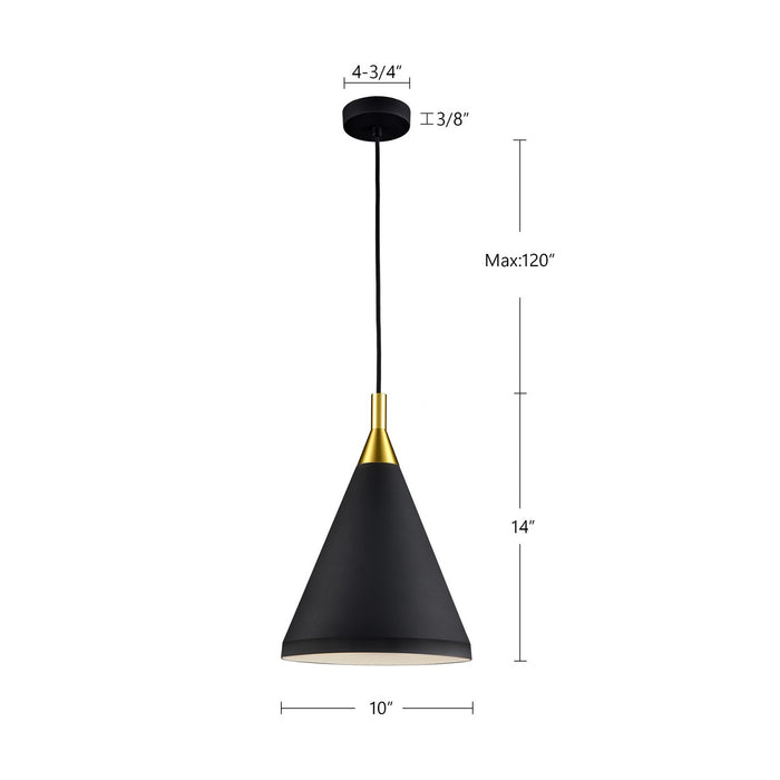 Kuzco Lighting - 492710-BK/GD - One Light Pendant - Dorothy - Black With Gold Detail