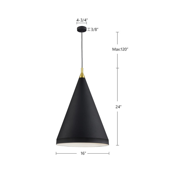 Kuzco Lighting - 492716-BK/GD - One Light Pendant - Dorothy - Black With Gold Detail