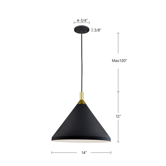 Kuzco Lighting - 492814-BK/GD - One Light Pendant - Dorothy - Black With Gold Detail